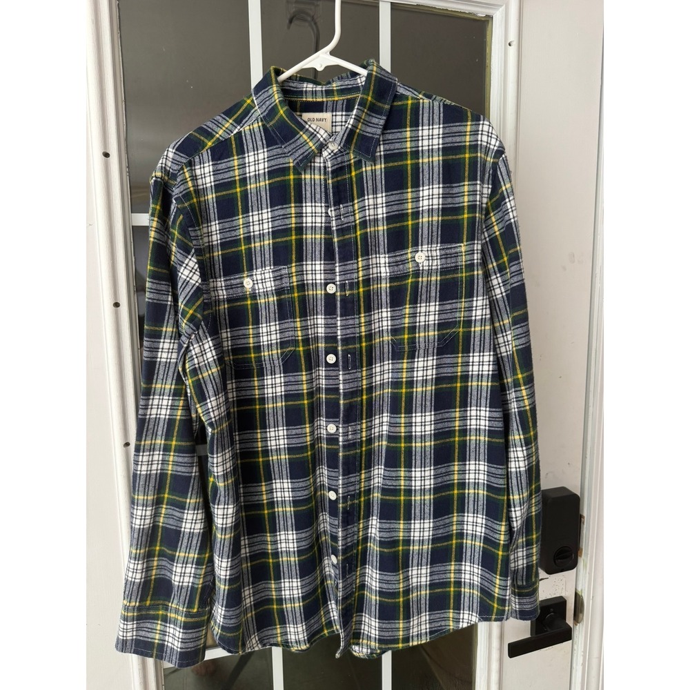 Old Navy Mens Large Flannel Plaid Button Down Shirt